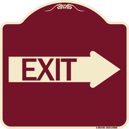Signmission Exit With Right Arrow Heavy-Gauge Aluminum Architectural Sign, 18" H, 18" L, BU-1818-24606 A-DES-BU-1818-24606